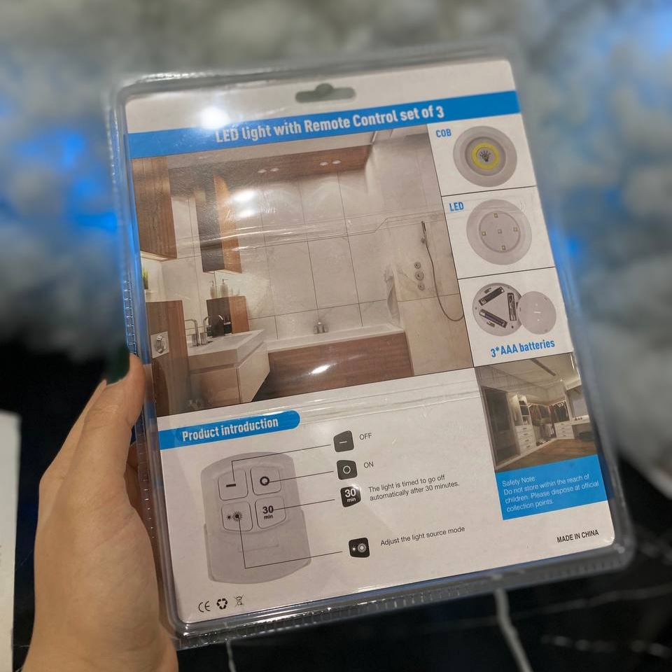 چراغ اضطراری زیر کابینتی (چراغ سقفی، چراغ مخفی) ریموت دار و باطریخور 3in1