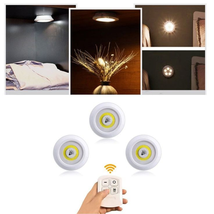 چراغ اضطراری زیر کابینتی (چراغ سقفی، چراغ مخفی) ریموت دار و باطریخور 3in1