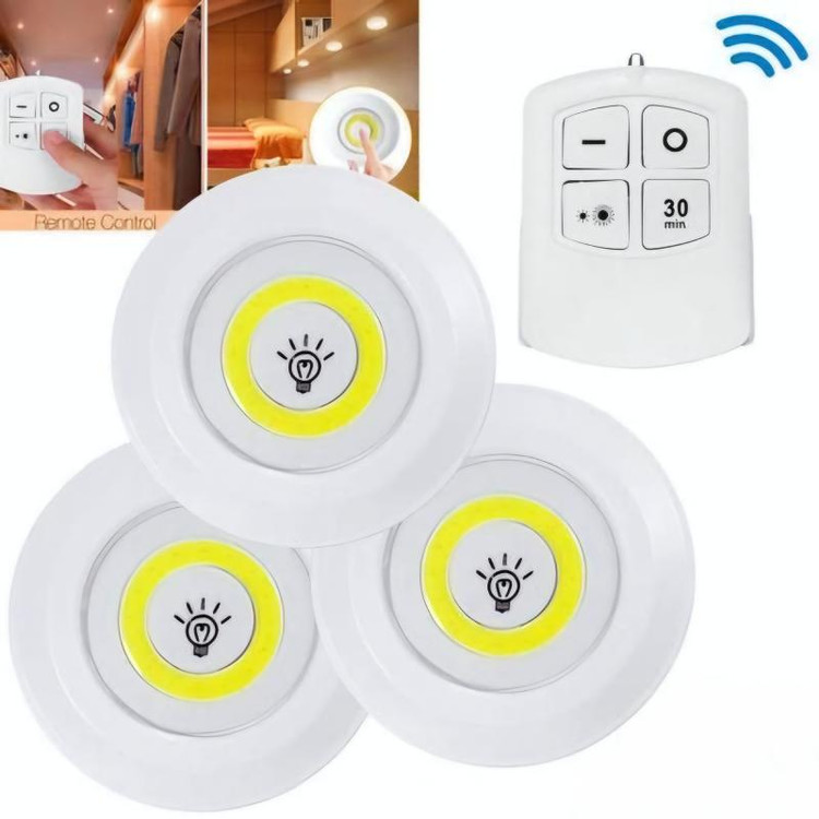 چراغ اضطراری زیر کابینتی (چراغ سقفی، چراغ مخفی) ریموت دار و باطریخور 3in1