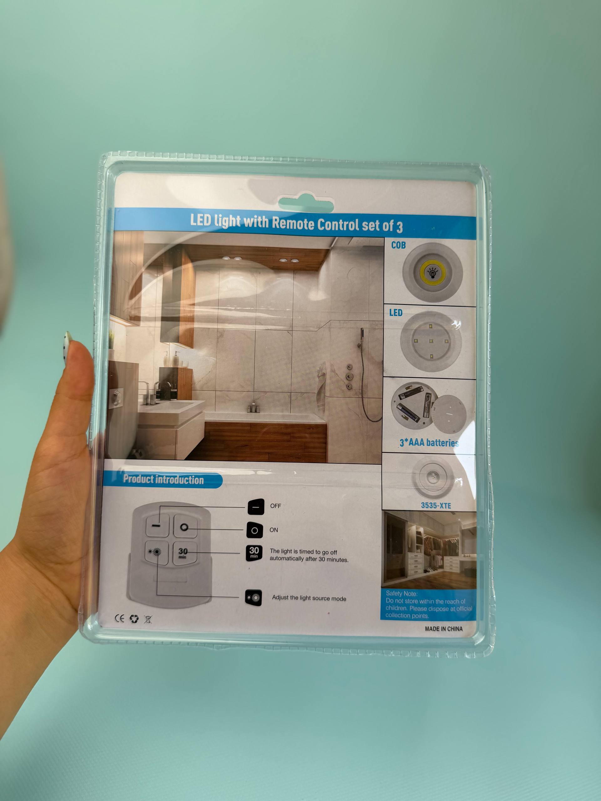 چراغ اضطراری زیر کابینتی (چراغ سقفی، چراغ مخفی) ریموت دار و باطریخور 3in1