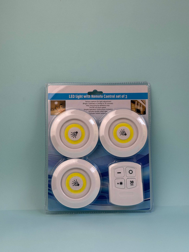 چراغ اضطراری زیر کابینتی (چراغ سقفی، چراغ مخفی) ریموت دار و باطریخور 3in1