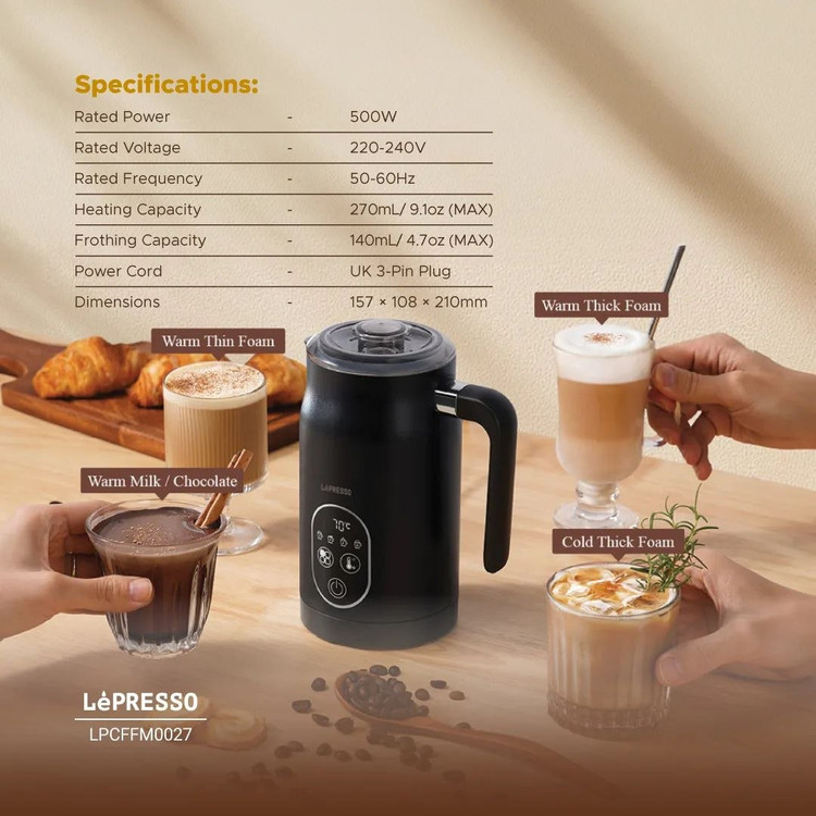 کف ساز شیر ۴ کاره LėPRESSO اورجینال مدل LPCFFM0027