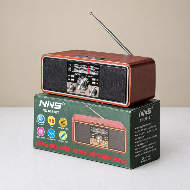 اسپیکر رادیو کلاسیک (چوبی) مدل NNS-6681BT