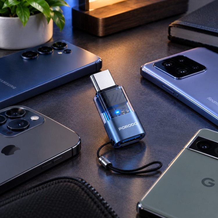 مبدل OTG لایتنینگ به تایپ سی Porodo مدل PDLTOC50GY