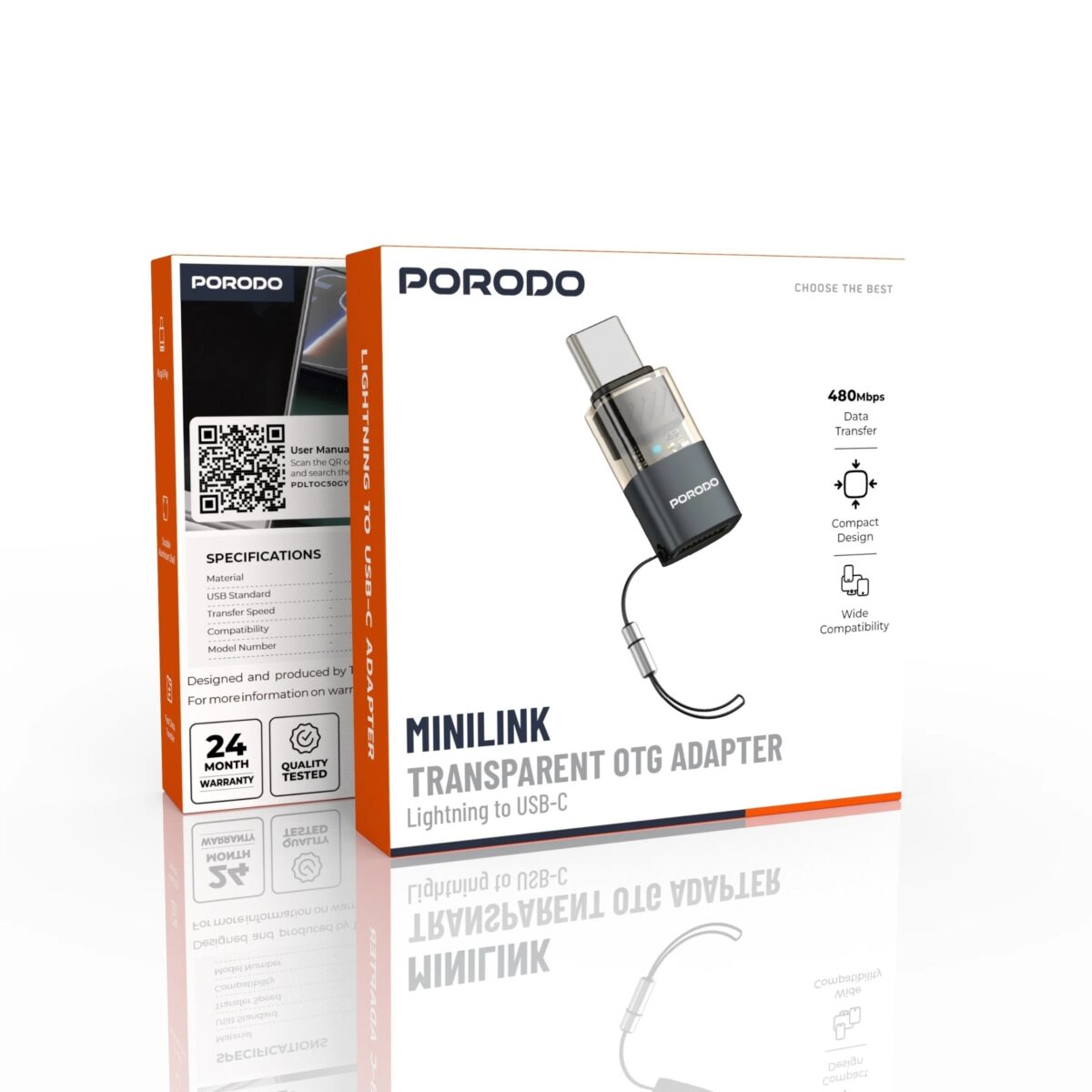 مبدل OTG لایتنینگ به تایپ سی Porodo مدل PDLTOC50GY